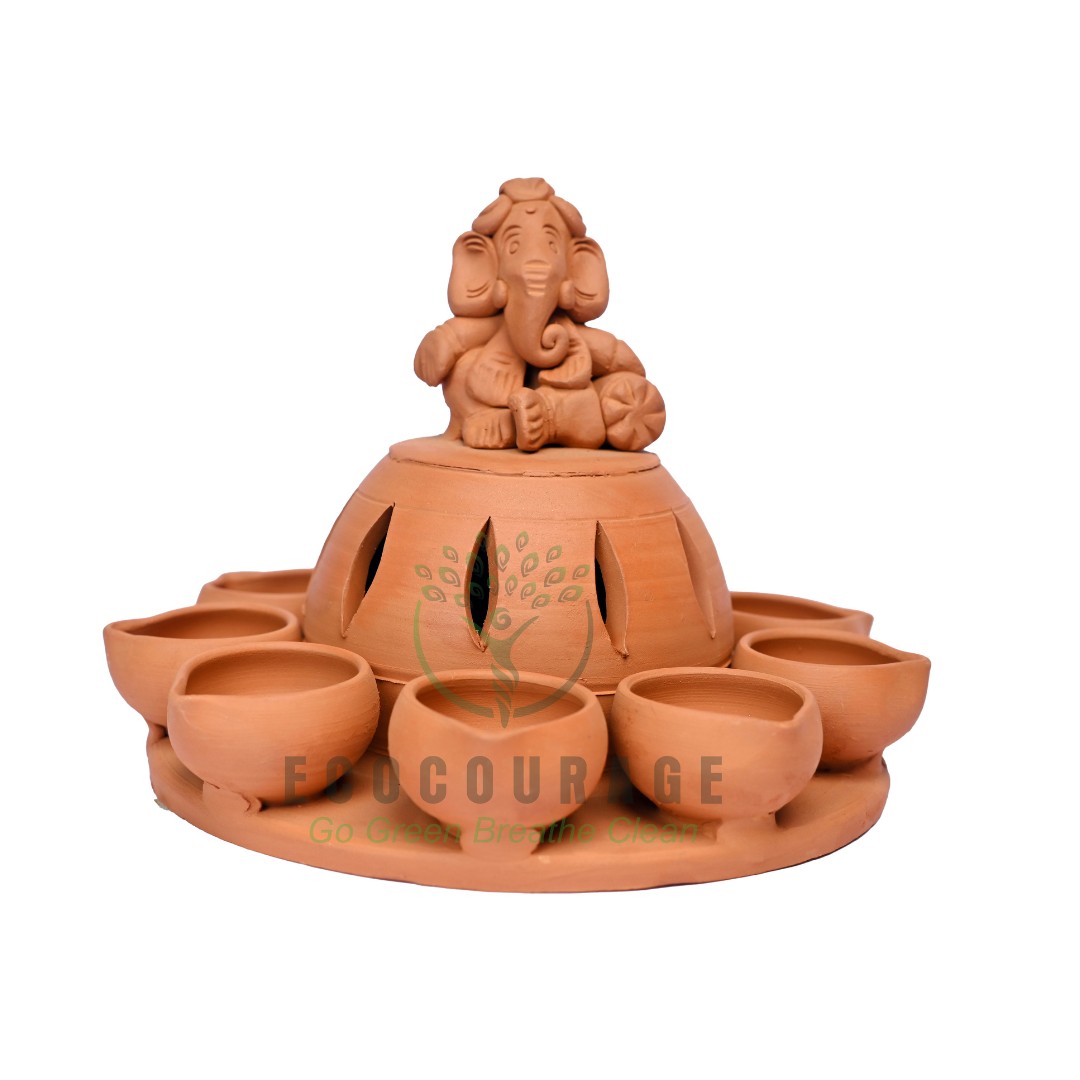 18 Terracotta Ganpati Diya (Big) - Image 1
