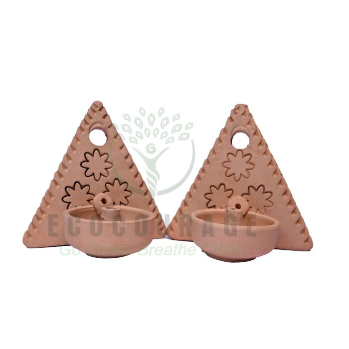Terracotta Wall Hanging Diya 2 (Triangle) - Image 2