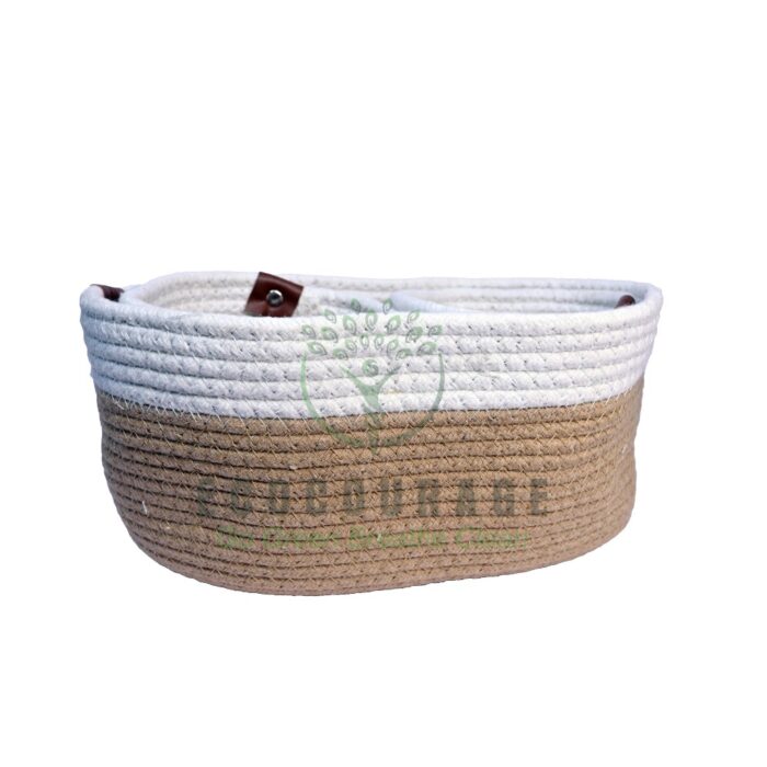 Brown Basket With White Border Basket - Image 1