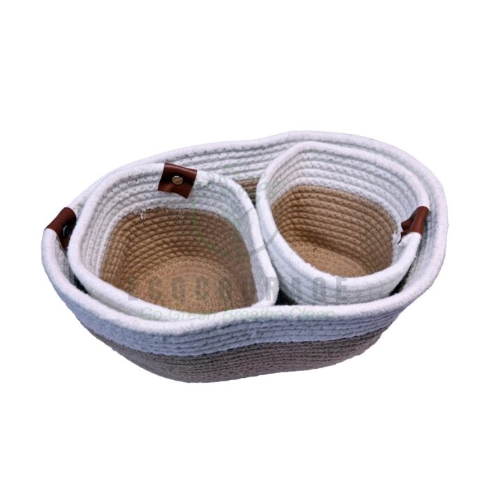 Brown Basket With White Border Basket - Image 2